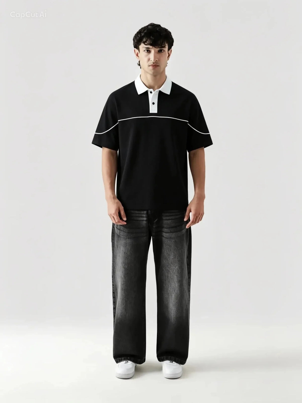 Monarch Polo — Black & White Contrast Collar - Swanah.Store