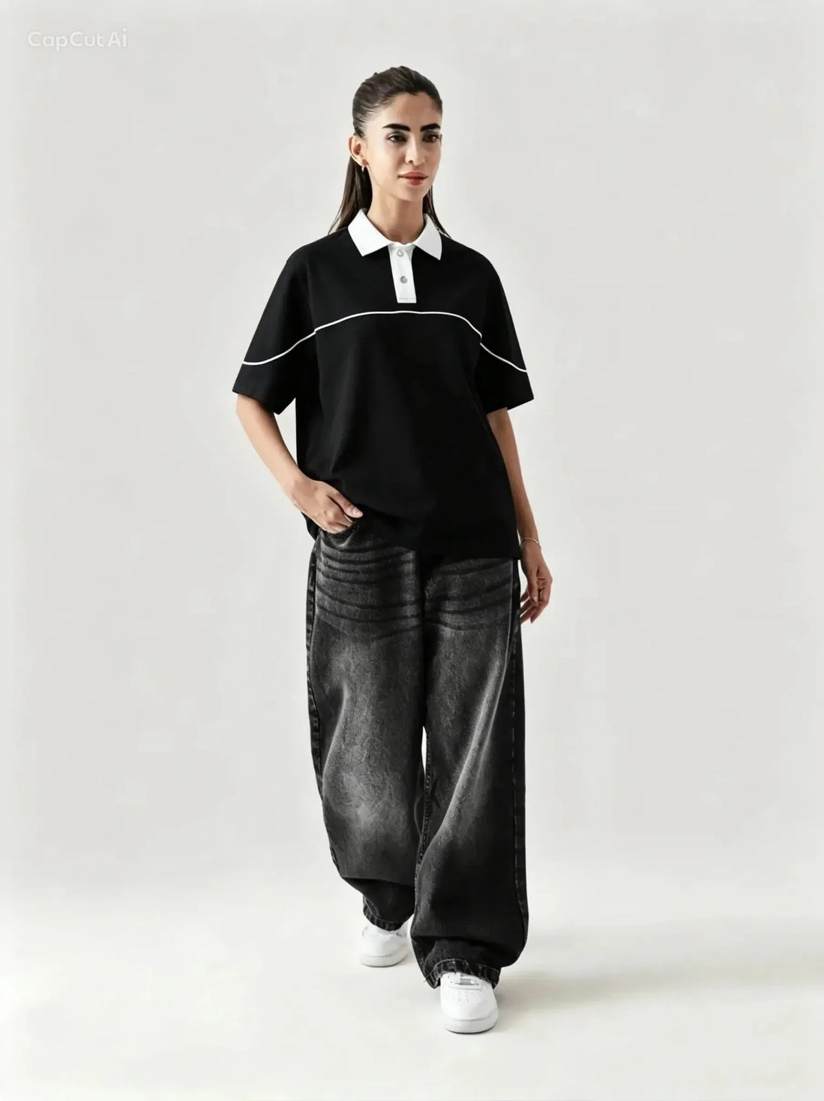 Monarch Polo — Black & White Contrast Collar - Swanah.Store