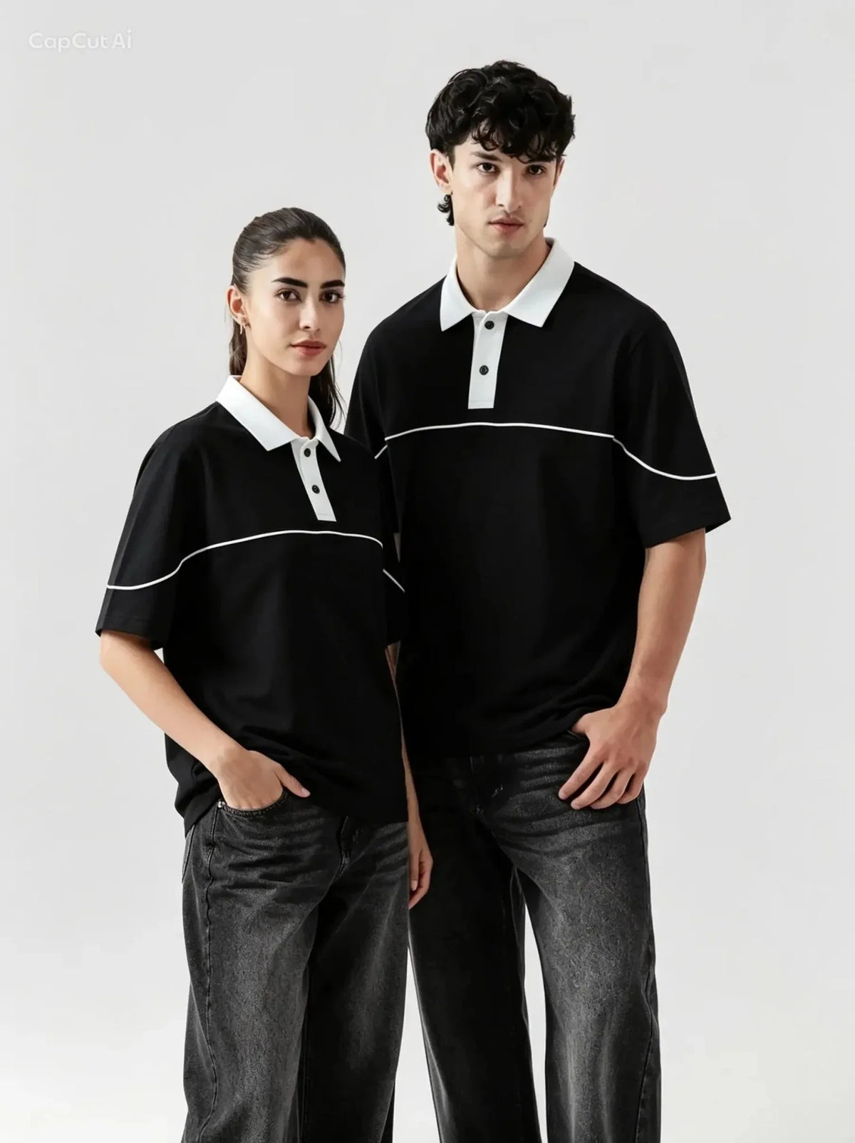Monarch Polo — Black & White Contrast Collar - Swanah.Store