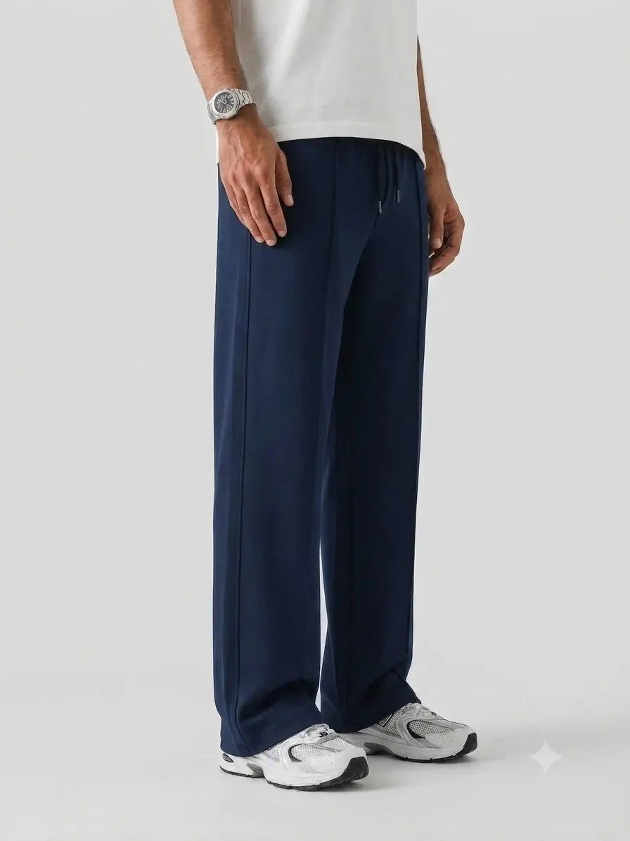 Premium Pure Cotton Baggy Navy-Blue Straight-Fit Trousers - Swanah.Store