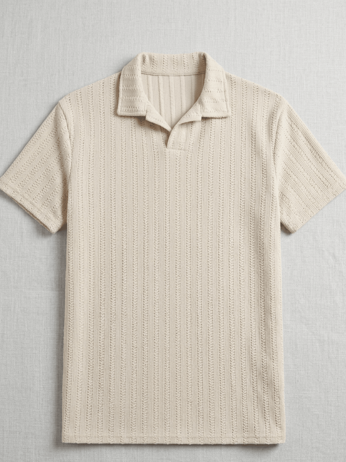 Swanah Men's Premium Textured Knit Polo Shirt - Cream Beige - Swanah.Store