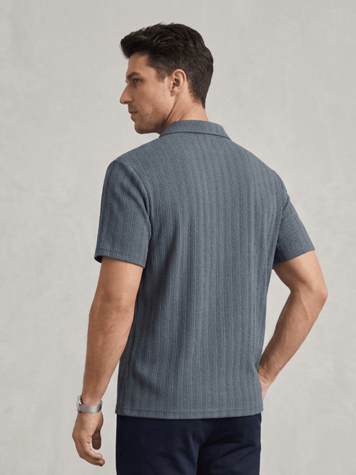 Swanah Men's Premium Textured Knit Polo Shirt - Grey - Swanah.Store