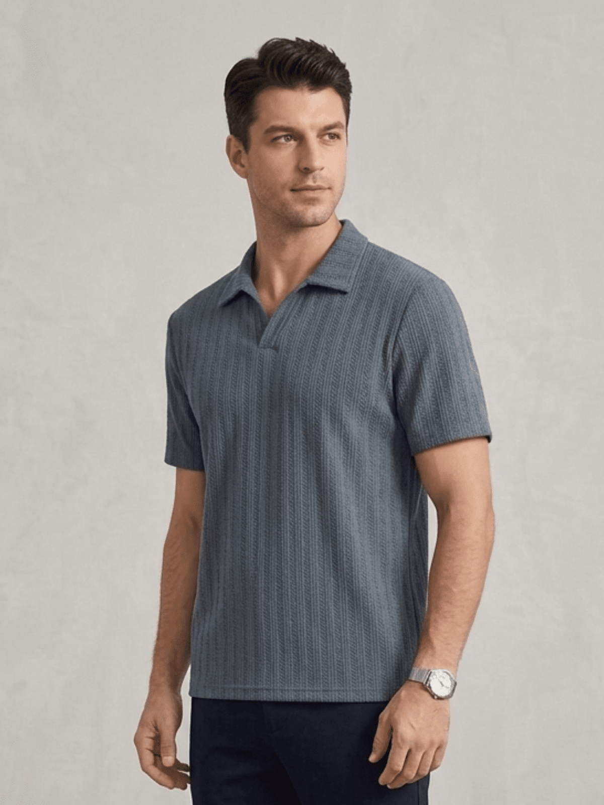 Swanah Men's Premium Textured Knit Polo Shirt - Grey - Swanah.Store