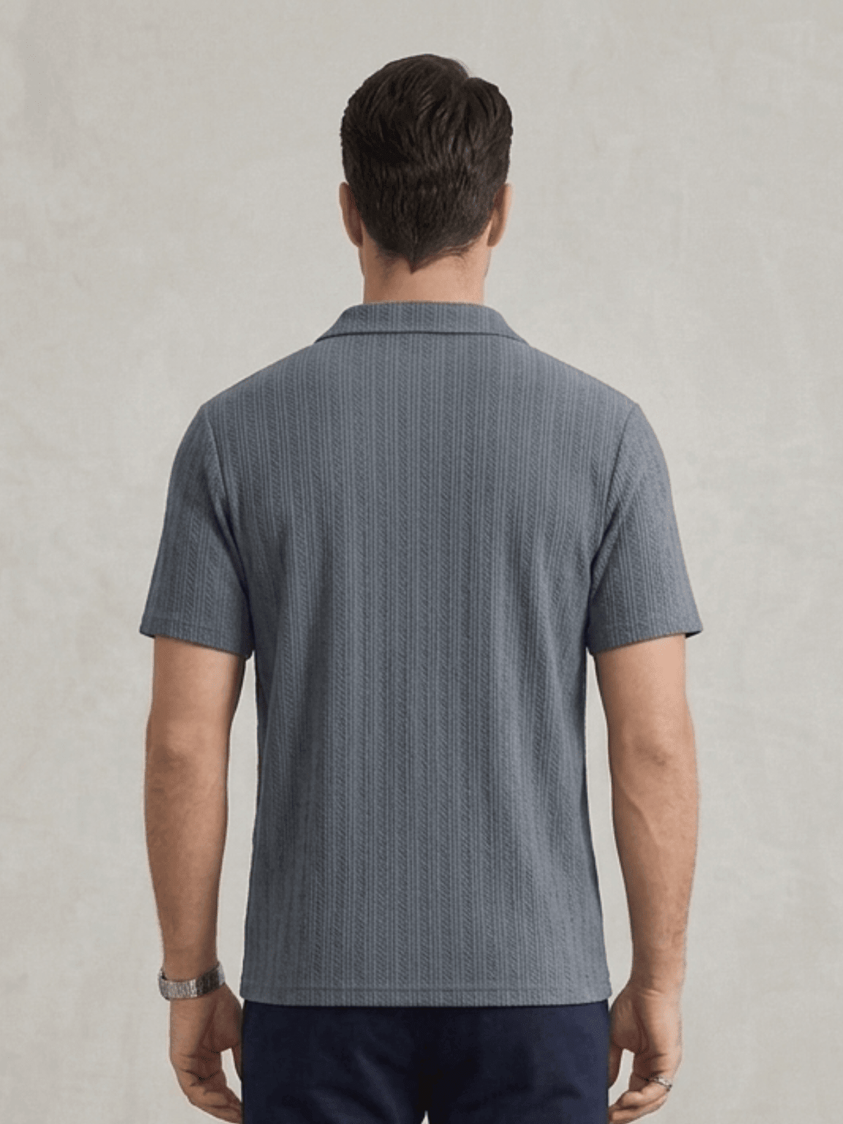 Swanah Men's Premium Textured Knit Polo Shirt - Grey - Swanah.Store