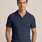 Swanah Men's Premium Textured Knit Polo Shirt - Navy Blue - Swanah.Store