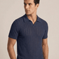 Swanah Men's Premium Textured Knit Polo Shirt - Navy Blue - Swanah.Store