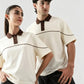 Monarch Polo — Ivory & Espresso Brown Contrast Collar - Swanah.Store