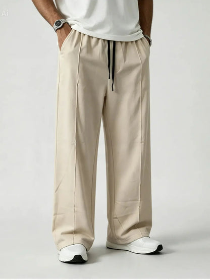 Premium Pure Cotton Baggy Trouser Beige Color - Swanah.Store