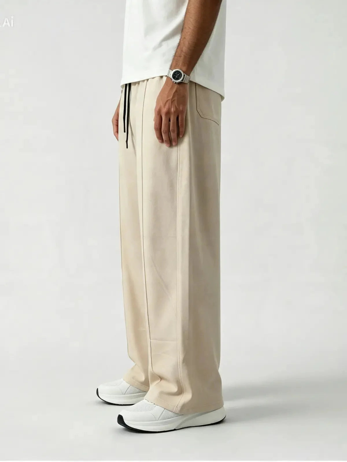Premium Pure Cotton Baggy Trouser Beige Color - Swanah.Store